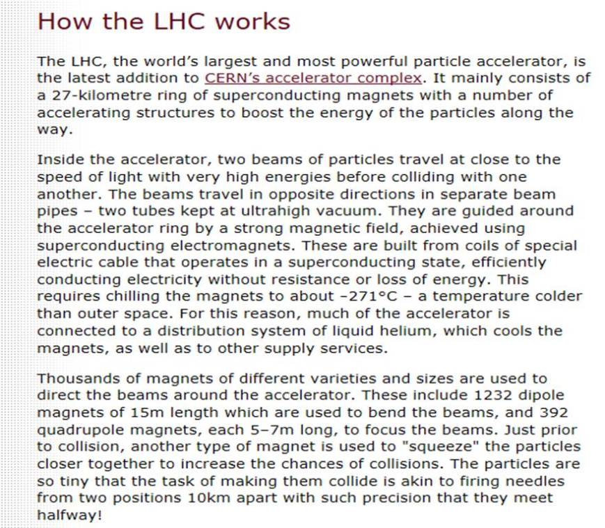 Extra information on LHC Extra information on LHC